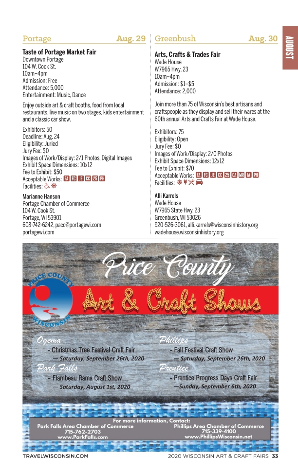 Wisconsin Art & Craft Fairs 2020